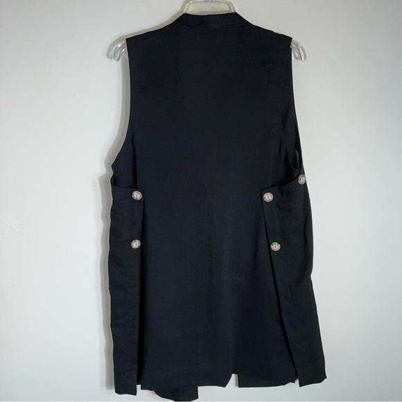 Fridaze Linen Redefined Open Front Sleeveless Linen Top-Long-Black-Lagenlook-M - Picture 7 of 9